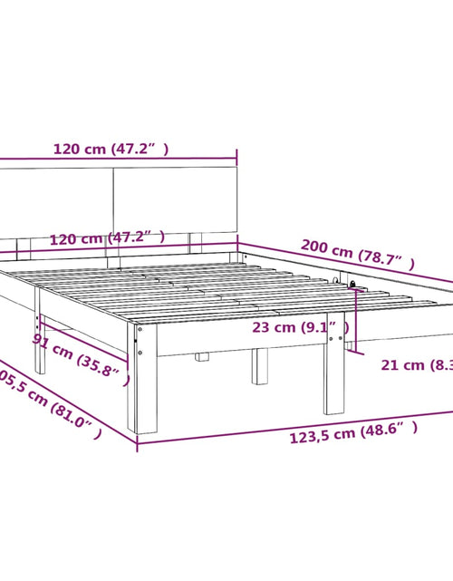 Загрузите изображение в средство просмотра галереи, Cadru de pat, 120x200 cm, lemn masiv de pin
