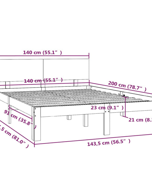 Încărcați imaginea în vizualizatorul Galerie, Cadru de pat, gri, 140x200 cm, lemn masiv de pin
