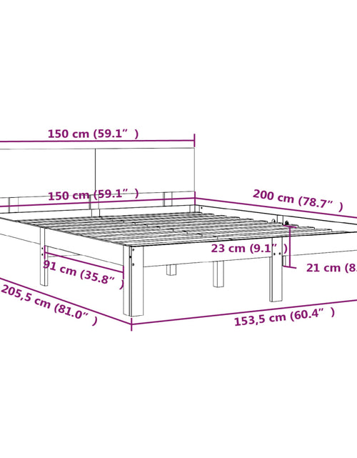 Загрузите изображение в средство просмотра галереи, Cadru de pat King Size, gri, 150x200 cm, lemn masiv
