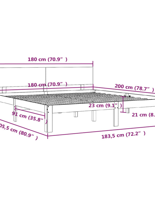 Încărcați imaginea în vizualizatorul Galerie, Cadru de pat Super King, alb, 180x200 cm, lemn masiv
