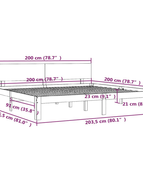 Загрузите изображение в средство просмотра галереи, Cadru de pat, 200x200 cm, lemn masiv de pin
