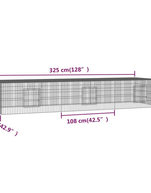 Încărcați imaginea în vizualizatorul Galerie, Cușcă pentru iepuri, 3 panouri, 325x109x54 cm, fier galvanizat - Lando
