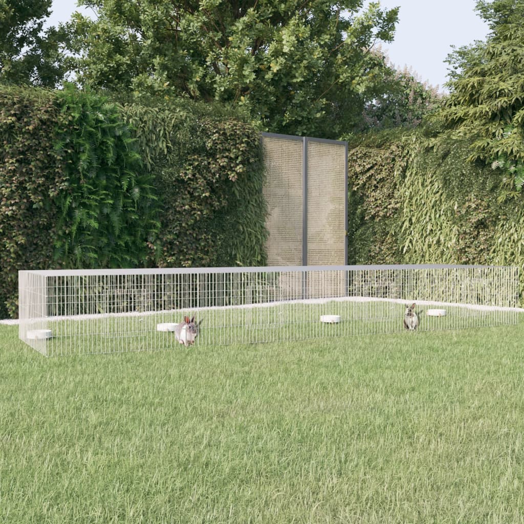 Cușcă pentru iepuri, 4 panouri, 325x109x54 cm, fier galvanizat - Lando