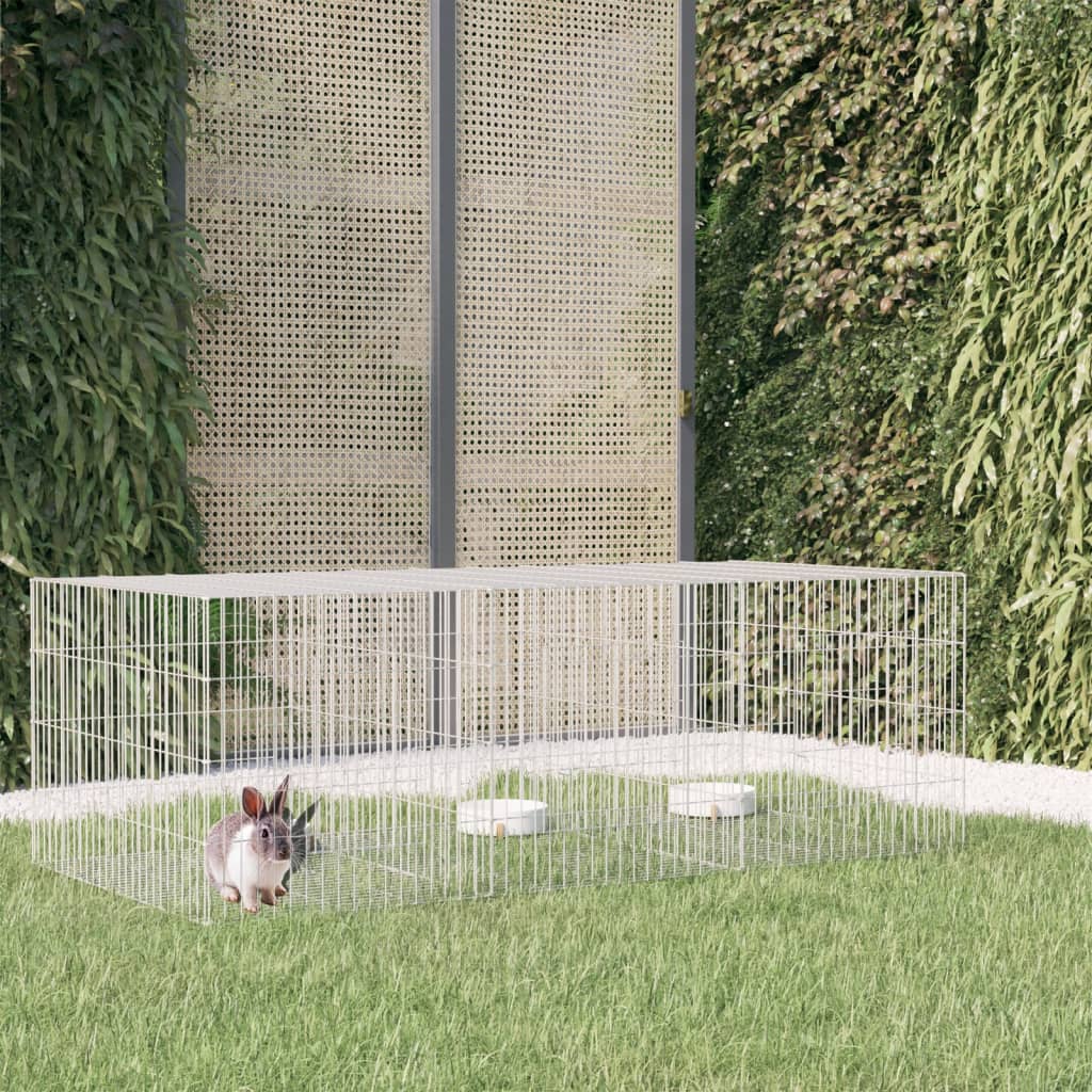 Cușcă pentru iepuri, 3 panouri, 163x79x54 cm, fier galvanizat - Lando