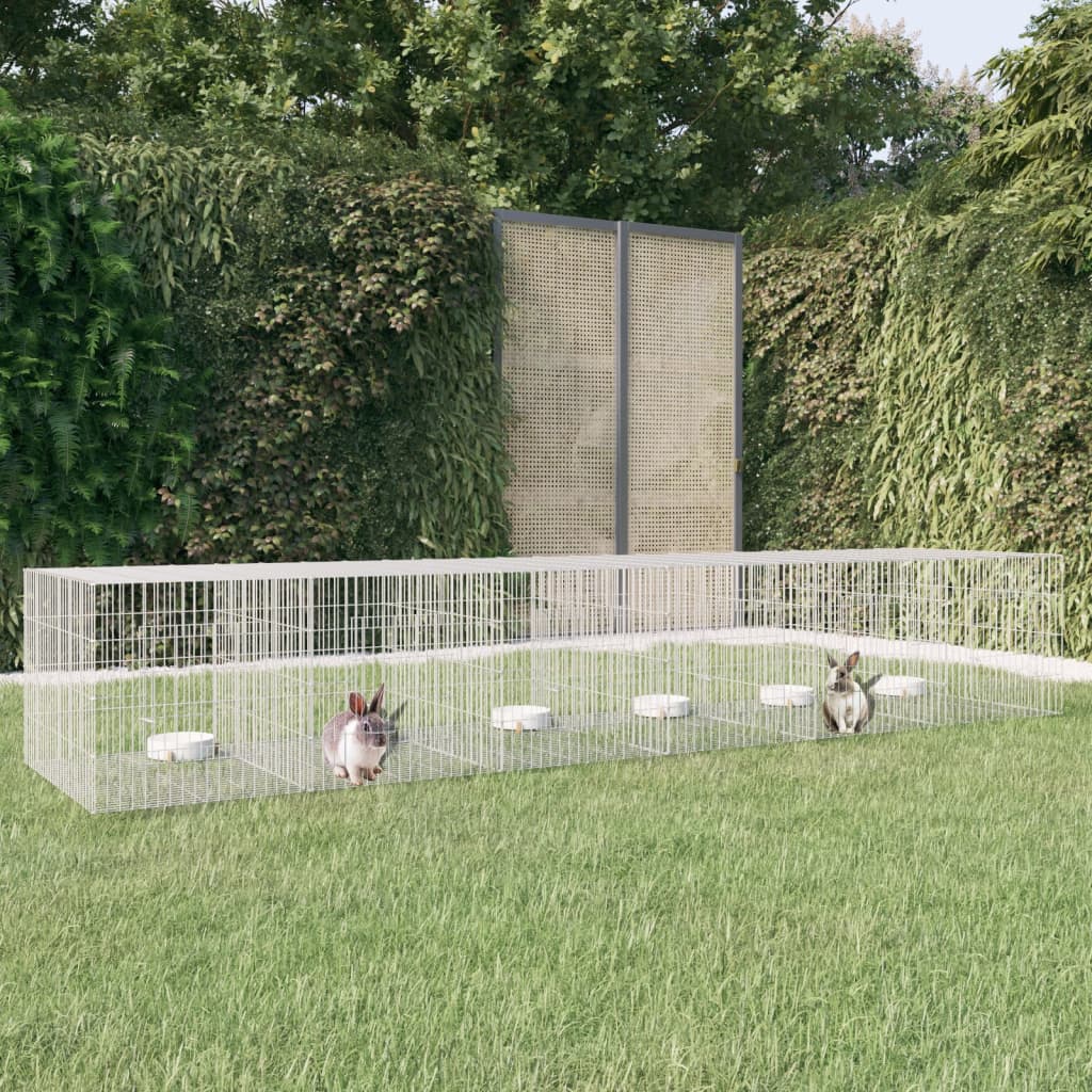 Cușcă pentru iepuri, 6 panouri, 327x79x54 cm, fier galvanizat - Lando