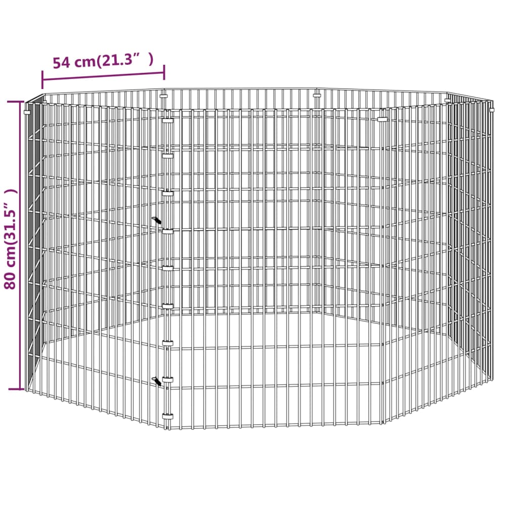 Cușcă pentru iepuri, 8 panouri, 54x80 cm, fier galvanizat - Lando