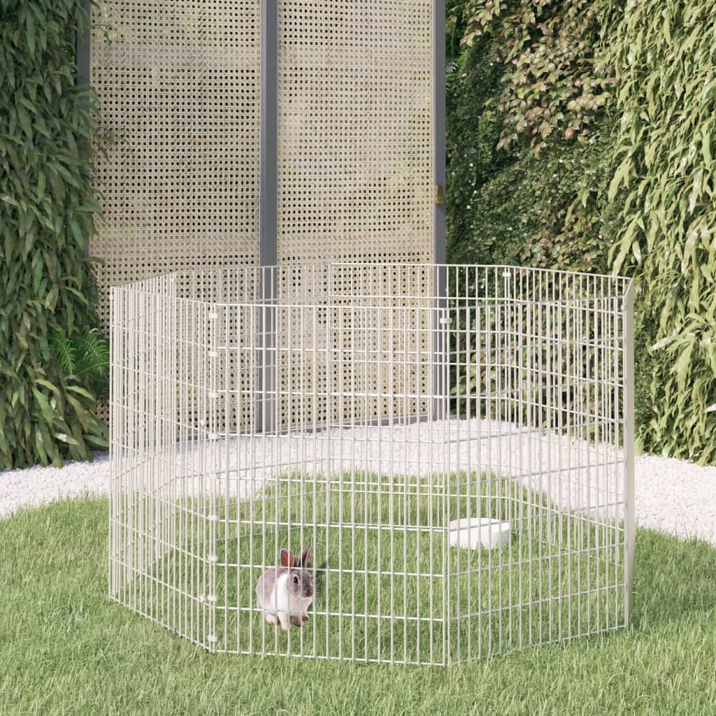 Cușcă pentru iepuri, 8 panouri, 54x80 cm, fier galvanizat - Lando