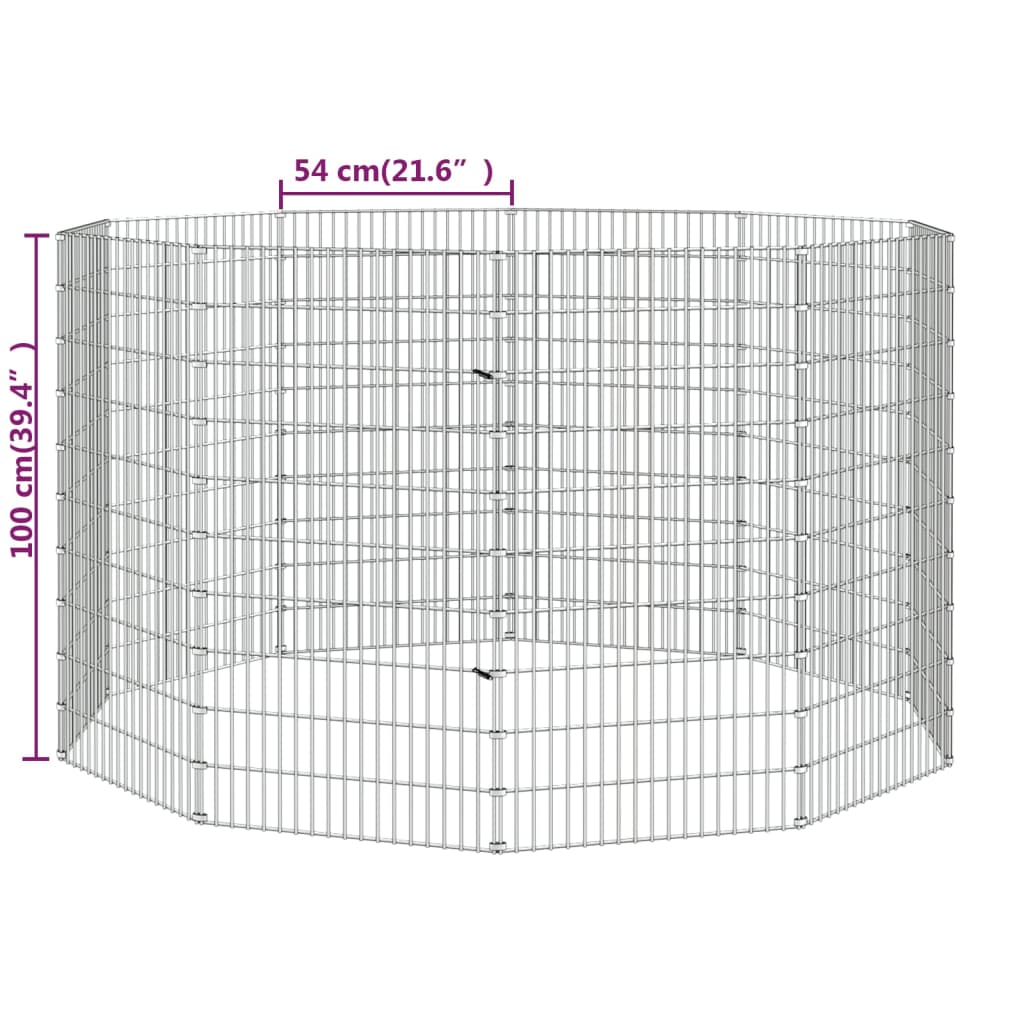 Cușcă pentru iepuri, 10 panouri, 54x100 cm, fier galvanizat - Lando