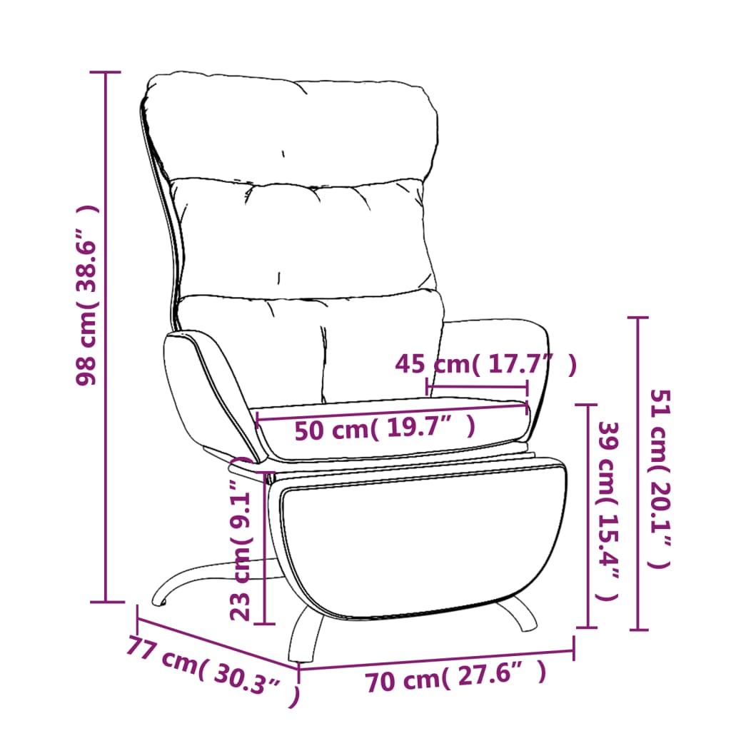 Scaun de relaxare cu taburet, gri închis, material textil