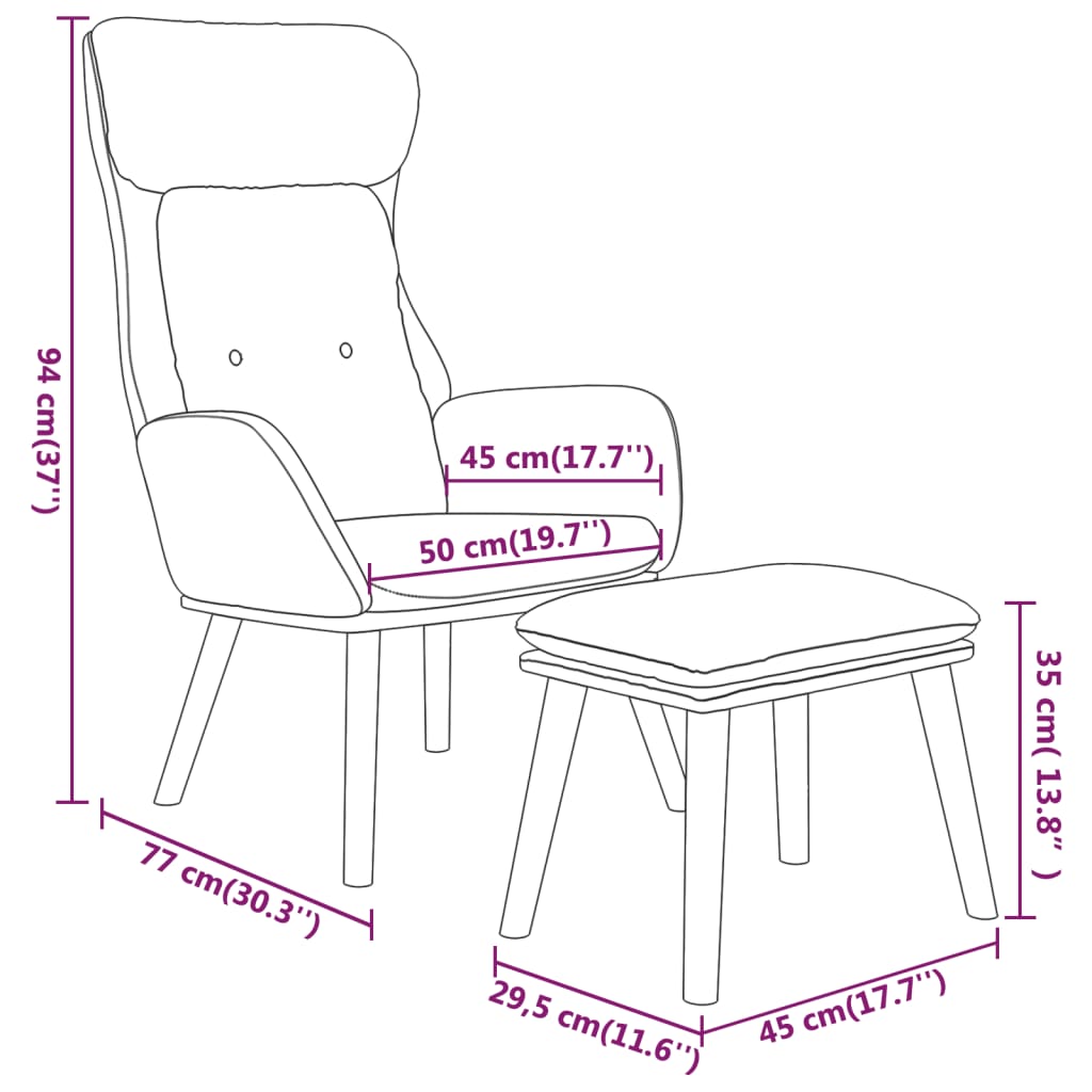 Scaun relaxare cu taburet galben muștar piele ecologică/textil