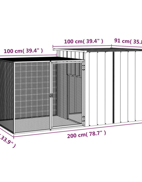 Încărcați imaginea în vizualizatorul Galerie, Coteț pentru păsări, antracit, 200x91x100 cm, oțel galvanizat
