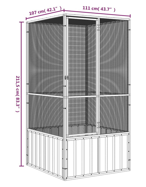 Загрузите изображение в средство просмотра галереи, Colivie pentru păsări antracit 111x107x211,5 cm oțel galvanizat
