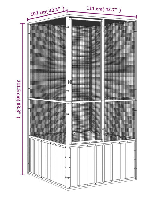 Загрузите изображение в средство просмотра галереи, Colivie pentru păsări gri 111x107x211,5 cm oțel galvanizat
