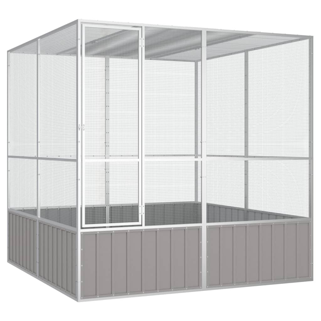 Colivie pentru păsări gri 213,5x217,5x211,5 cm oțel galvanizat