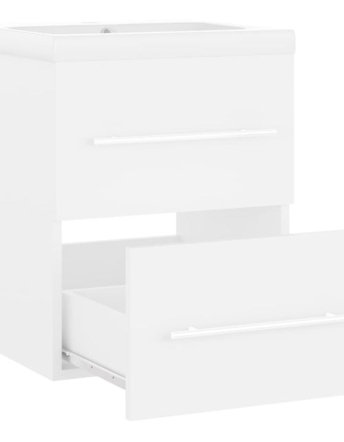 Încărcați imaginea în vizualizatorul Galerie, Dulap cu chiuvetă încorporată, alb, lemn prelucrat
