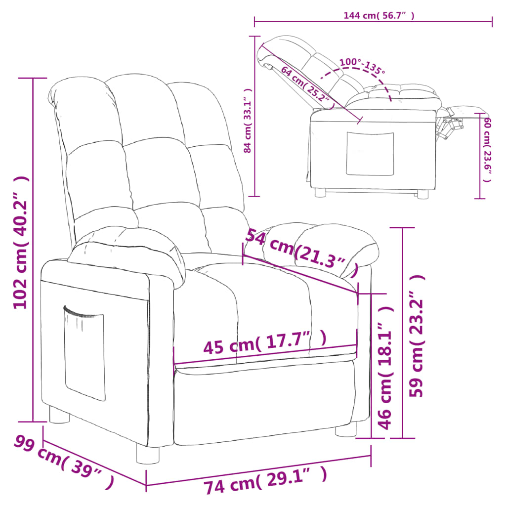 Fotoliu rabatabil, gri deschis, material textil