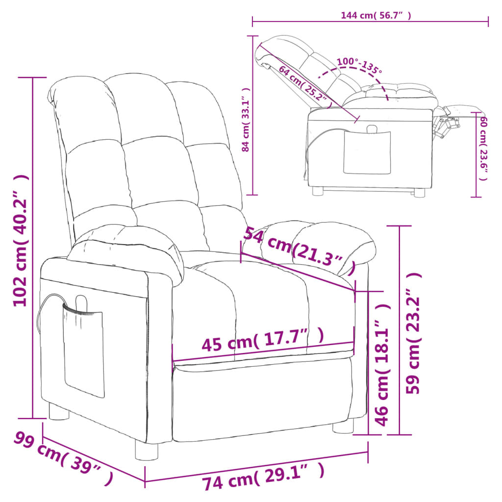 Fotoliu de masaj, gri deschis, material textil