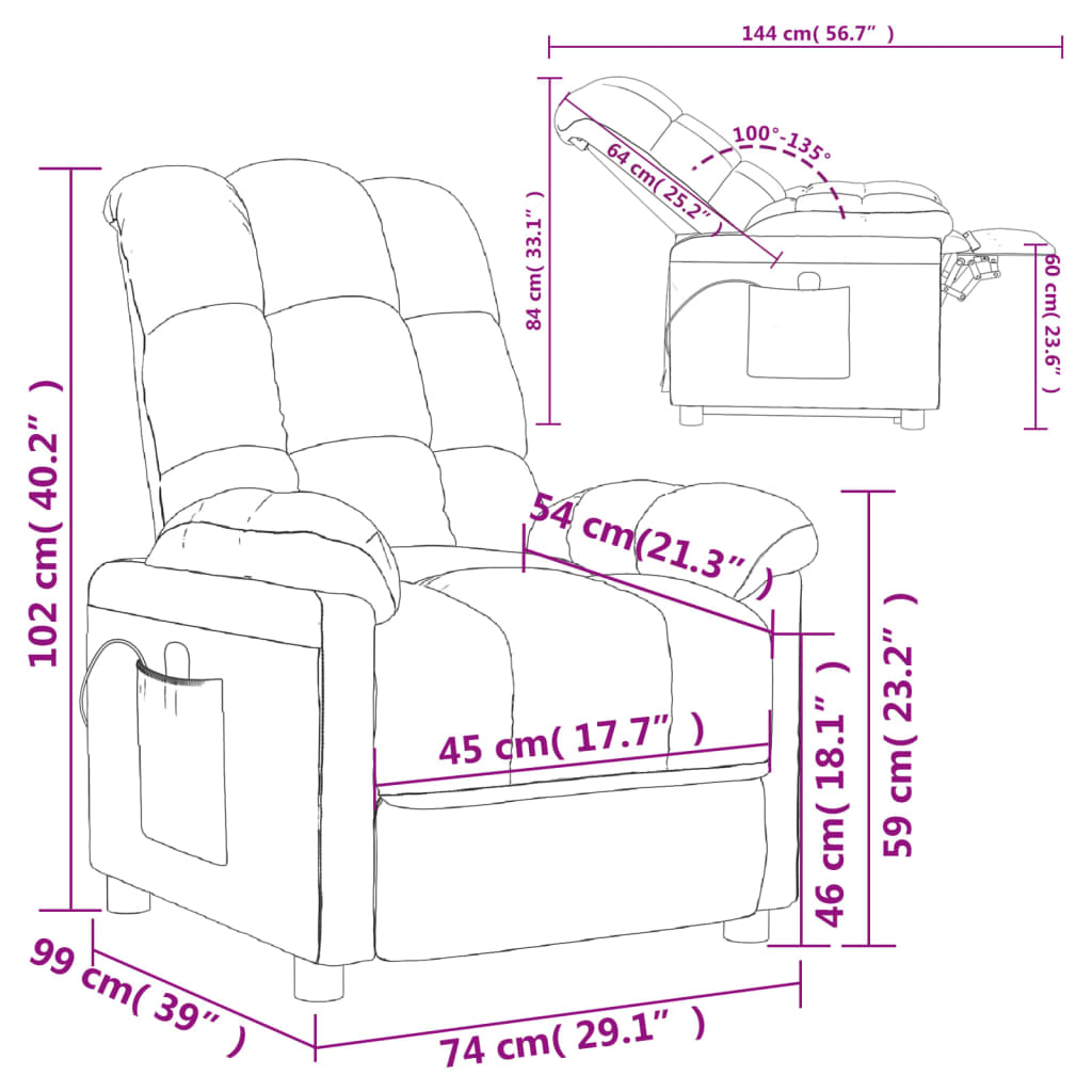 Fotoliu de masaj, gri închis, material textil