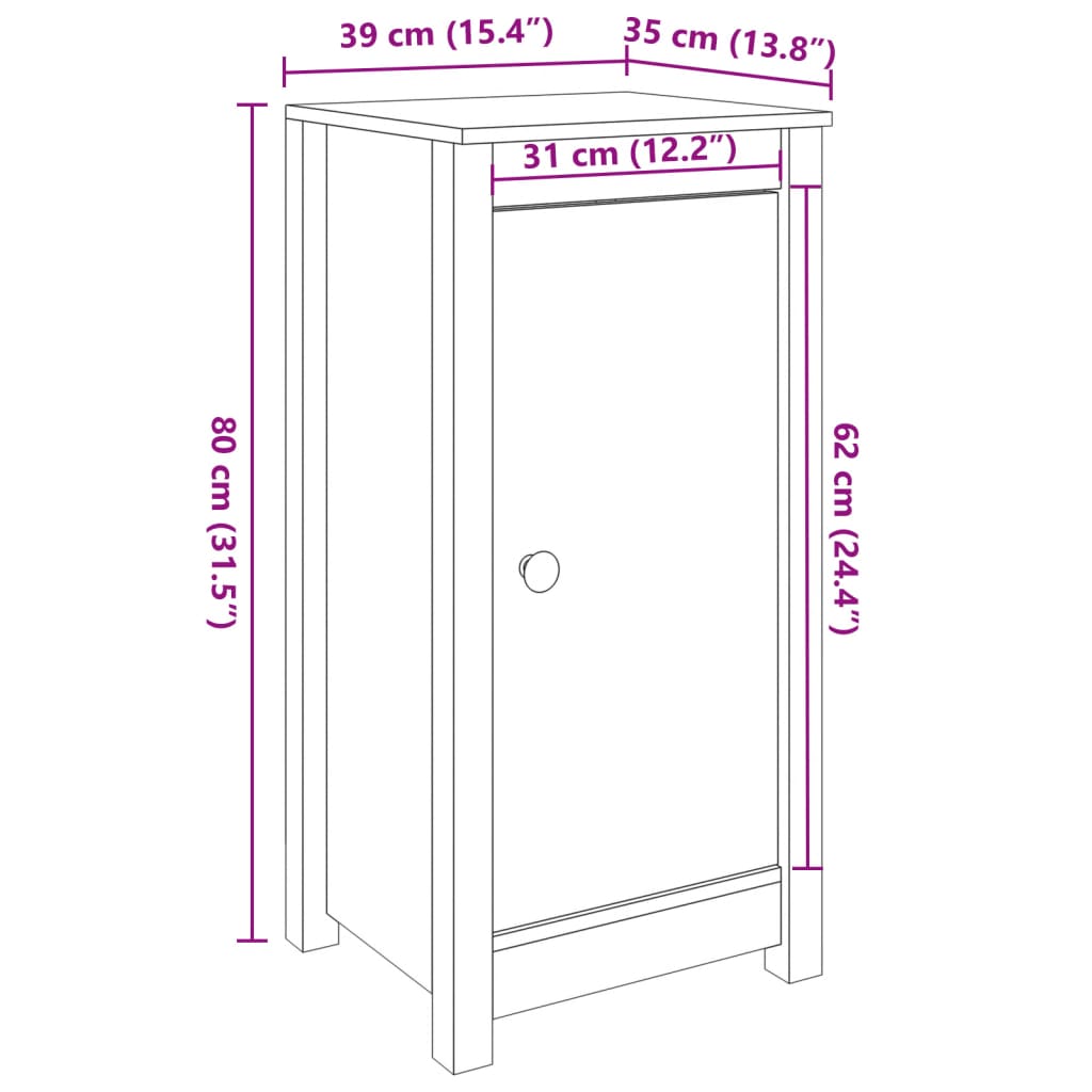 Servante, 2 buc., alb, 39x35x80 cm, lemn masiv de pin