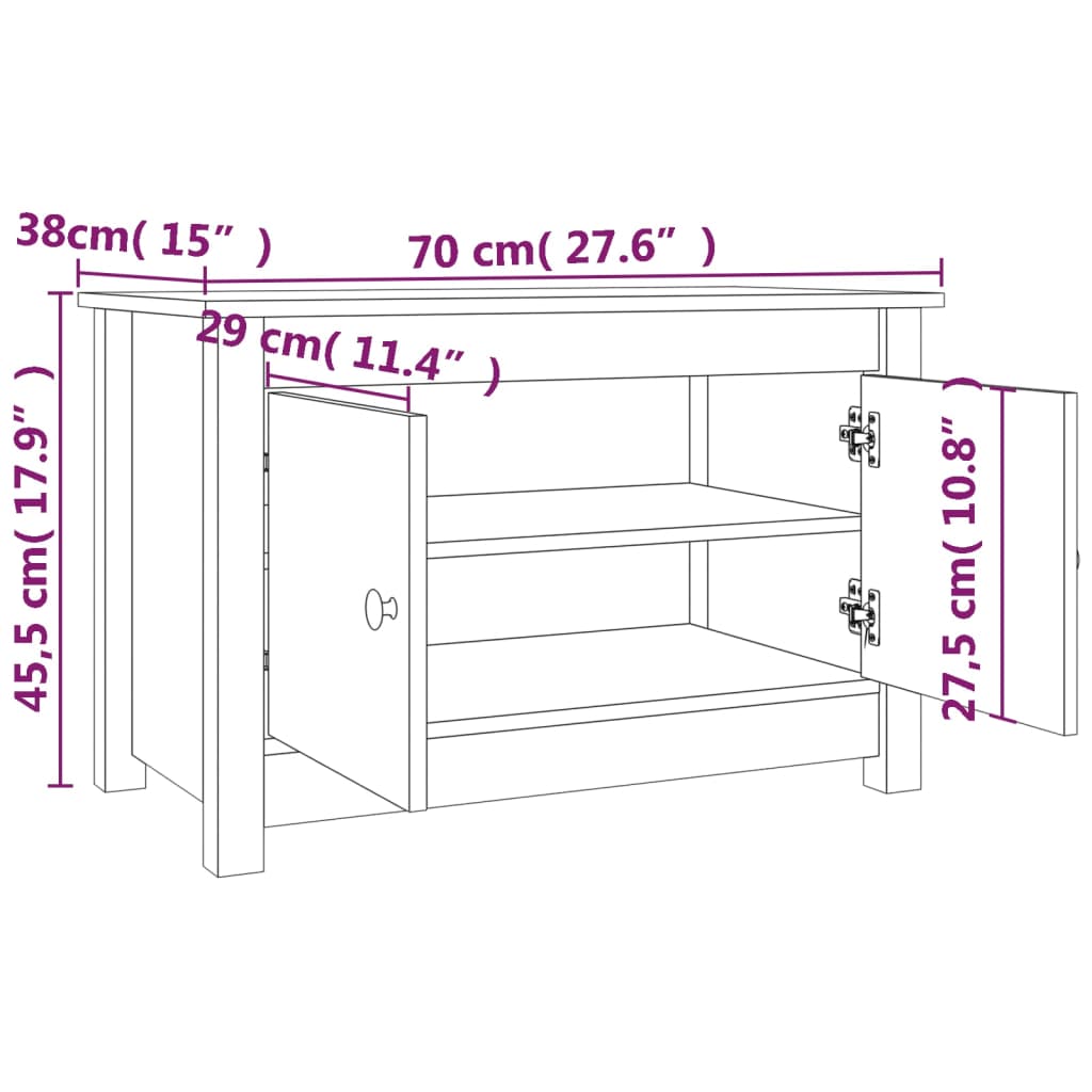 Dulap pentru pantofi, 70x38x45,5 cm, lemn masiv de pin