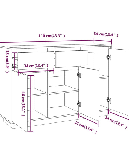 Загрузите изображение в средство просмотра галереи, Servantă, 110x34x75 cm, lemn masiv de pin
