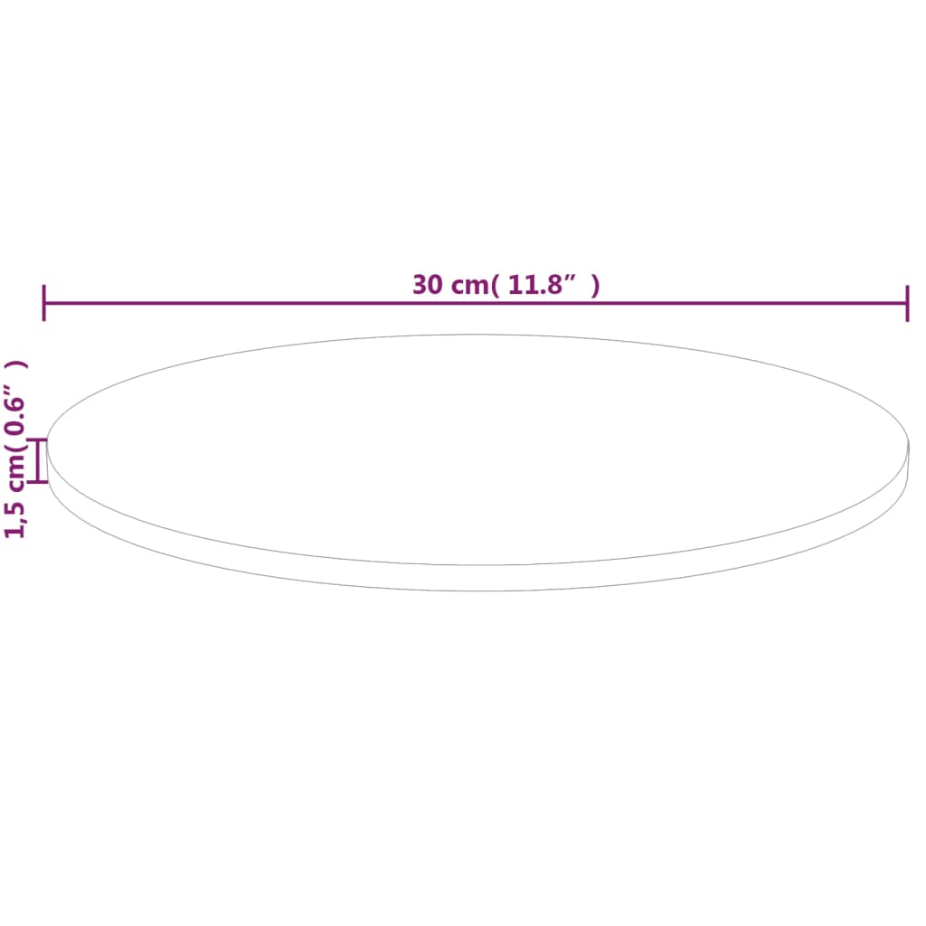 Blat de masă rotund, Ø30x1,5 cm, lemn masiv stejar netratat