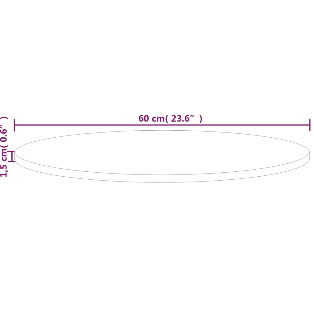 Blat de masă rotund, Ø60x1,5 cm, lemn masiv stejar netratat