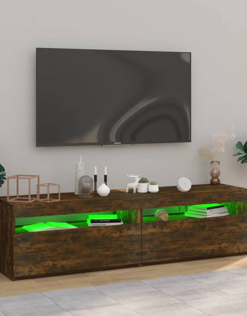 Încărcați imaginea în vizualizatorul Galerie, Comodă TV cu lumini LED, 2 buc., stejar afumat, 75x35x40 cm
