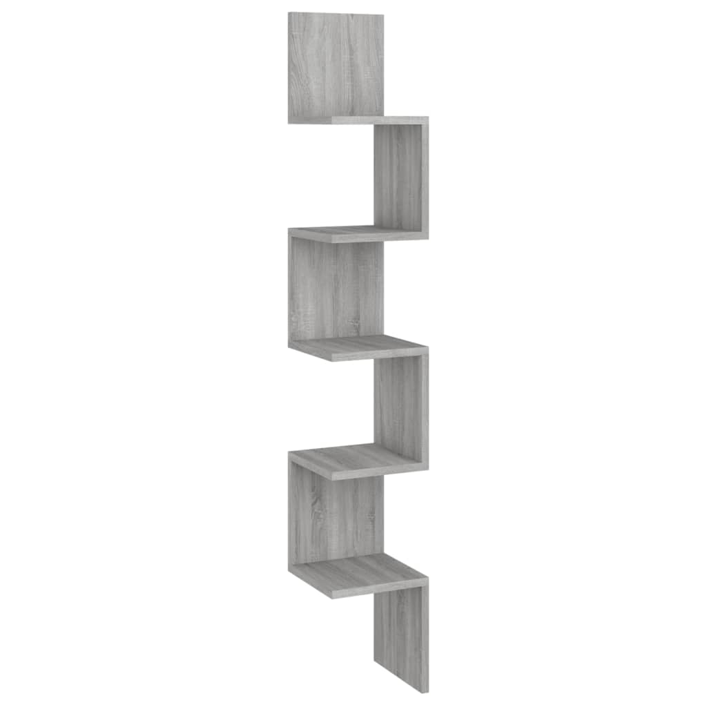 Raft de perete de colț sonoma gri 20x20x127,5 cm lemn compozit