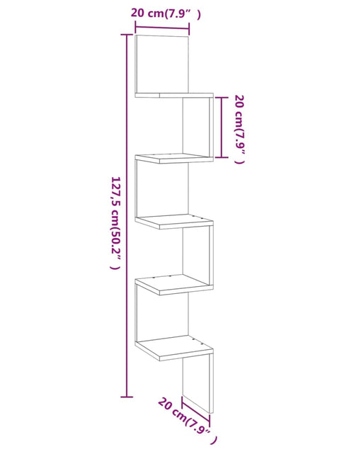 Încărcați imaginea în vizualizatorul Galerie, Raft de perete de colț sonoma gri 20x20x127,5 cm lemn compozit
