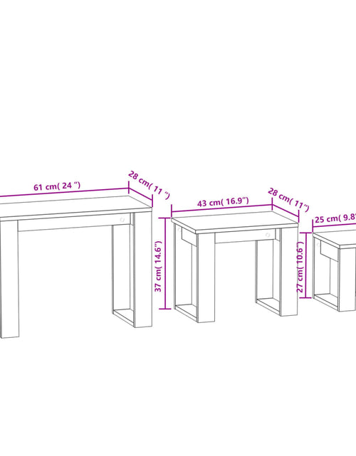 Încărcați imaginea în vizualizatorul Galerie, Mese suprapuse, 3 buc, stejar fumuriu, lemn prelucrat
