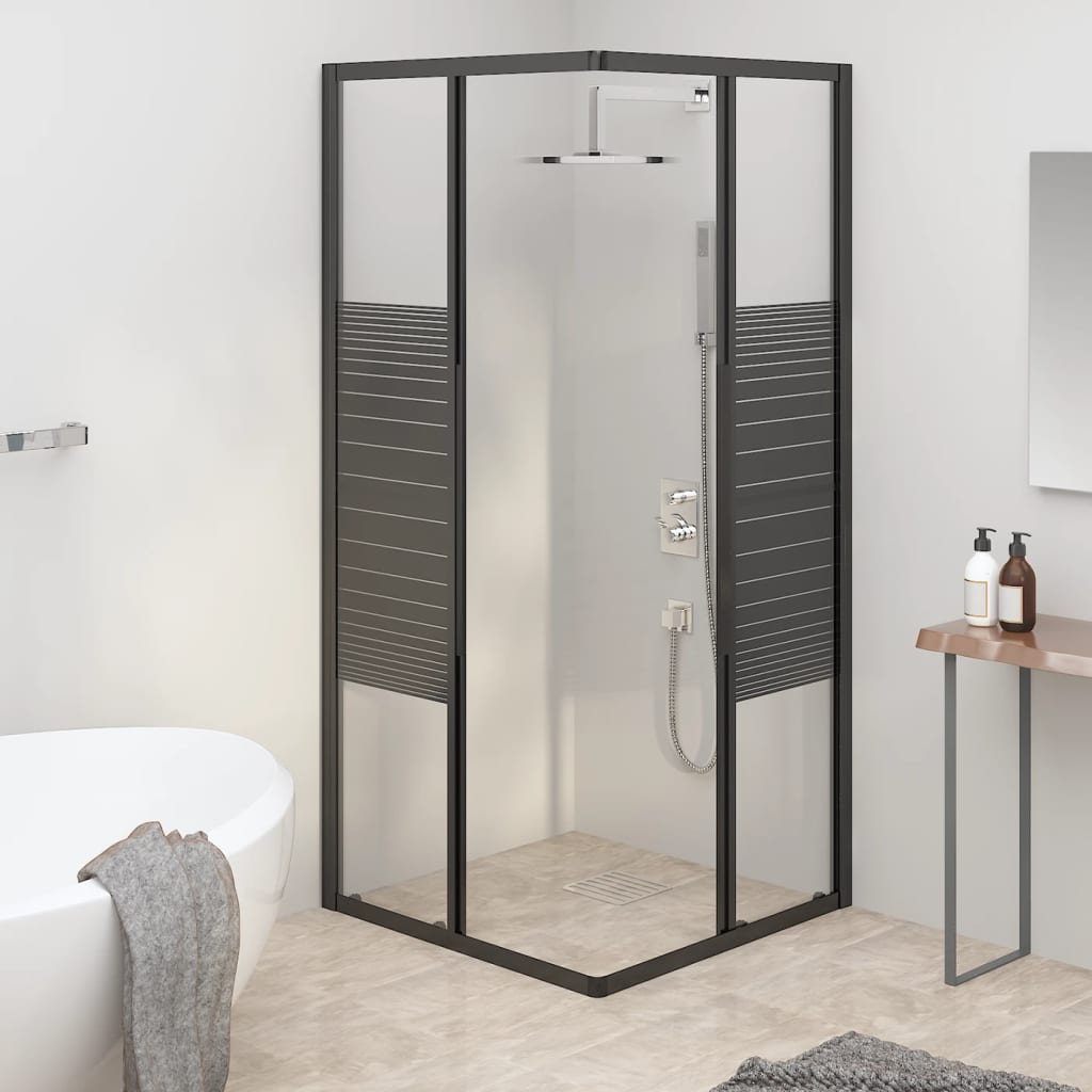 Cabină de duș cu dungi, negru, 80x80x180 cm, ESG