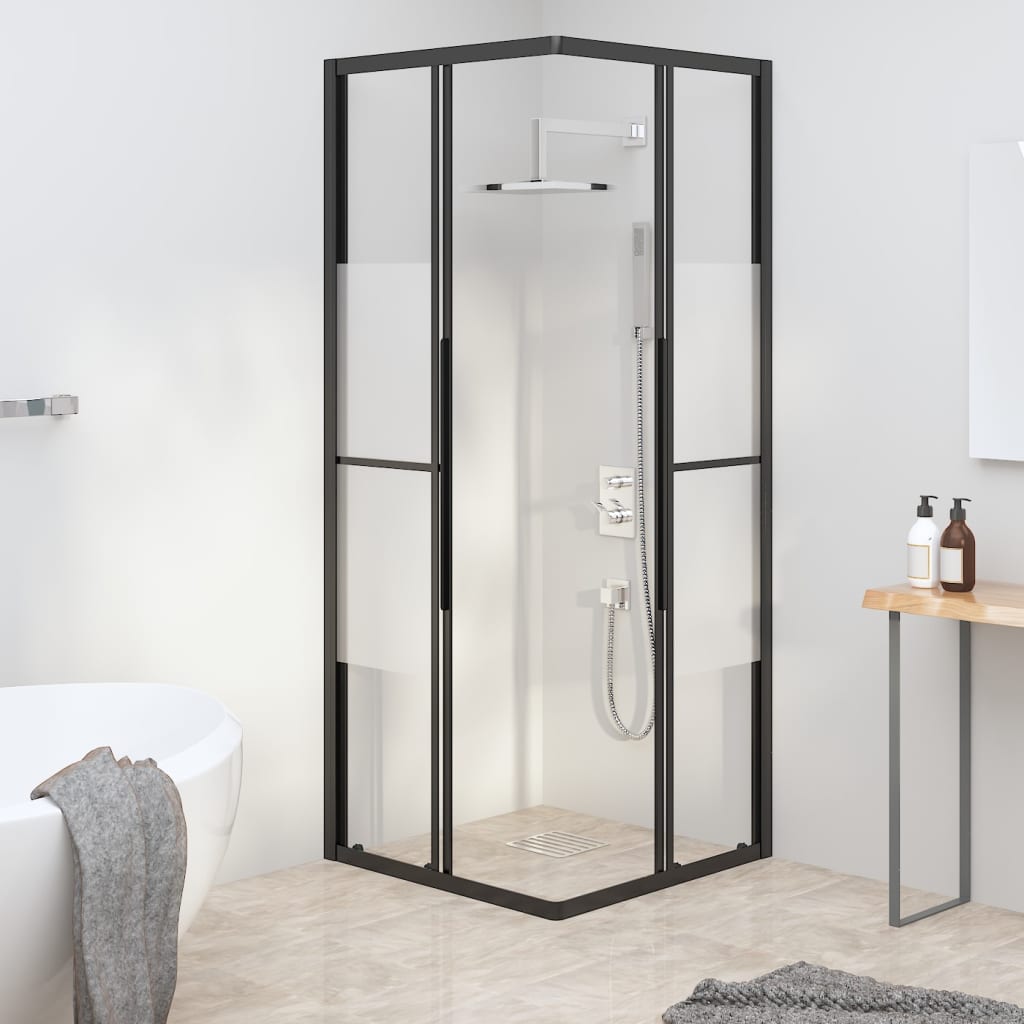 Cabină de duș, negru, 70x70x180 cm, ESG semi-mată