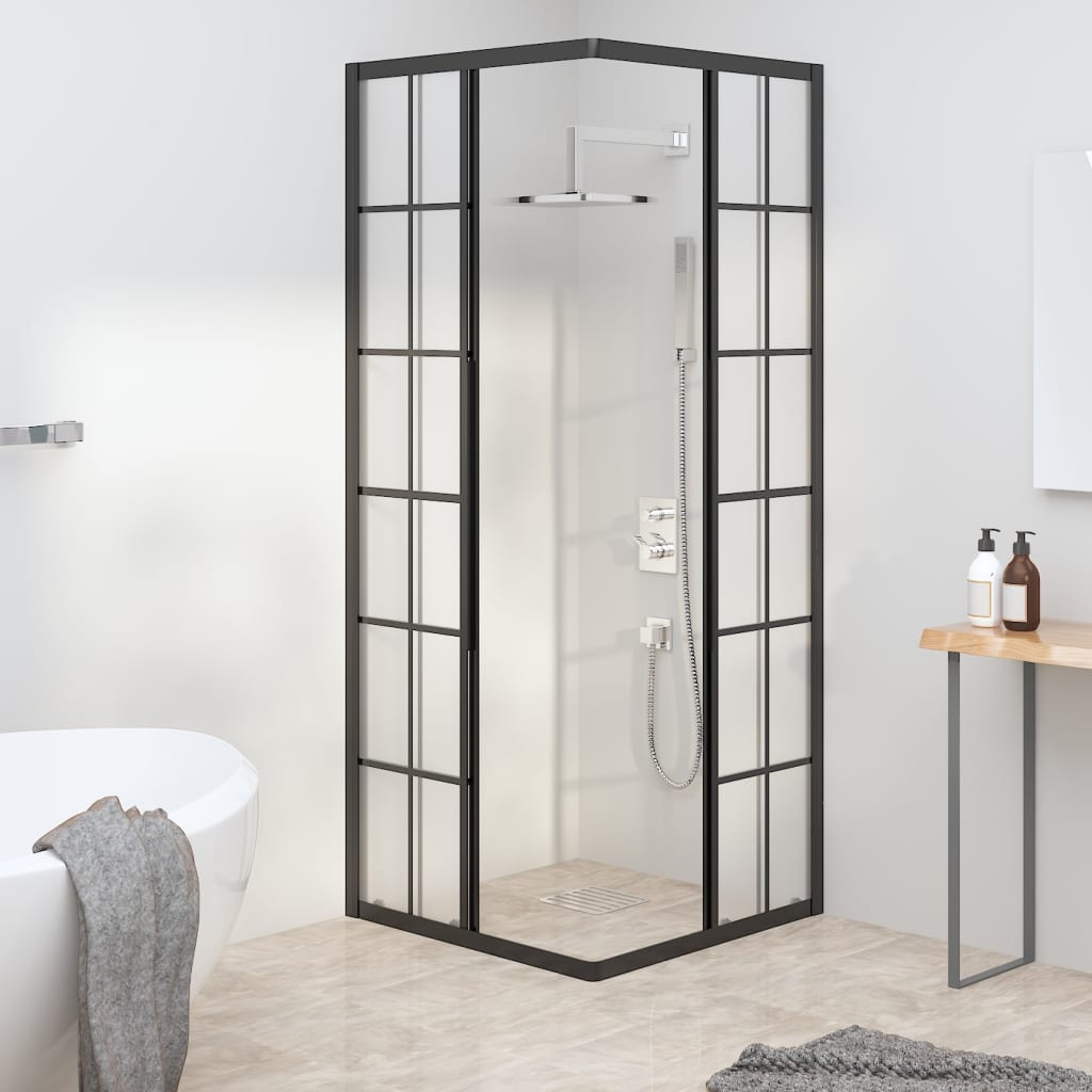 Cabină de duș, negru, 80x80x180 cm, ESG mat