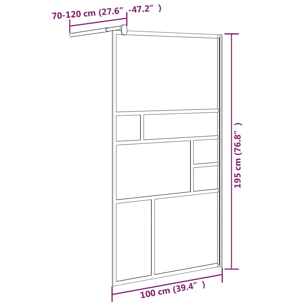 Perete pentru cabină de duș walk-in, alb, 100x195cm, sticlă ESG