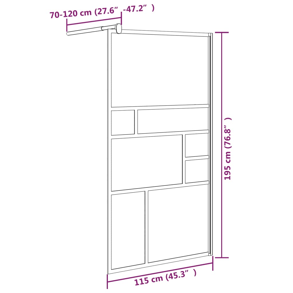 Perete pentru cabină de duș walk-in, alb, 115x195cm, sticlă ESG