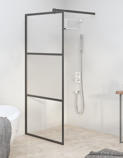 Încărcați imaginea în vizualizatorul Galerie, Perete cabină duș walk-in negru 90x195 cm sticlă ESG semi-mată
