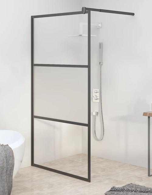 Încărcați imaginea în vizualizatorul Galerie, Perete cabină duș walk-in negru 100x195 cm sticlă ESG semi-mată
