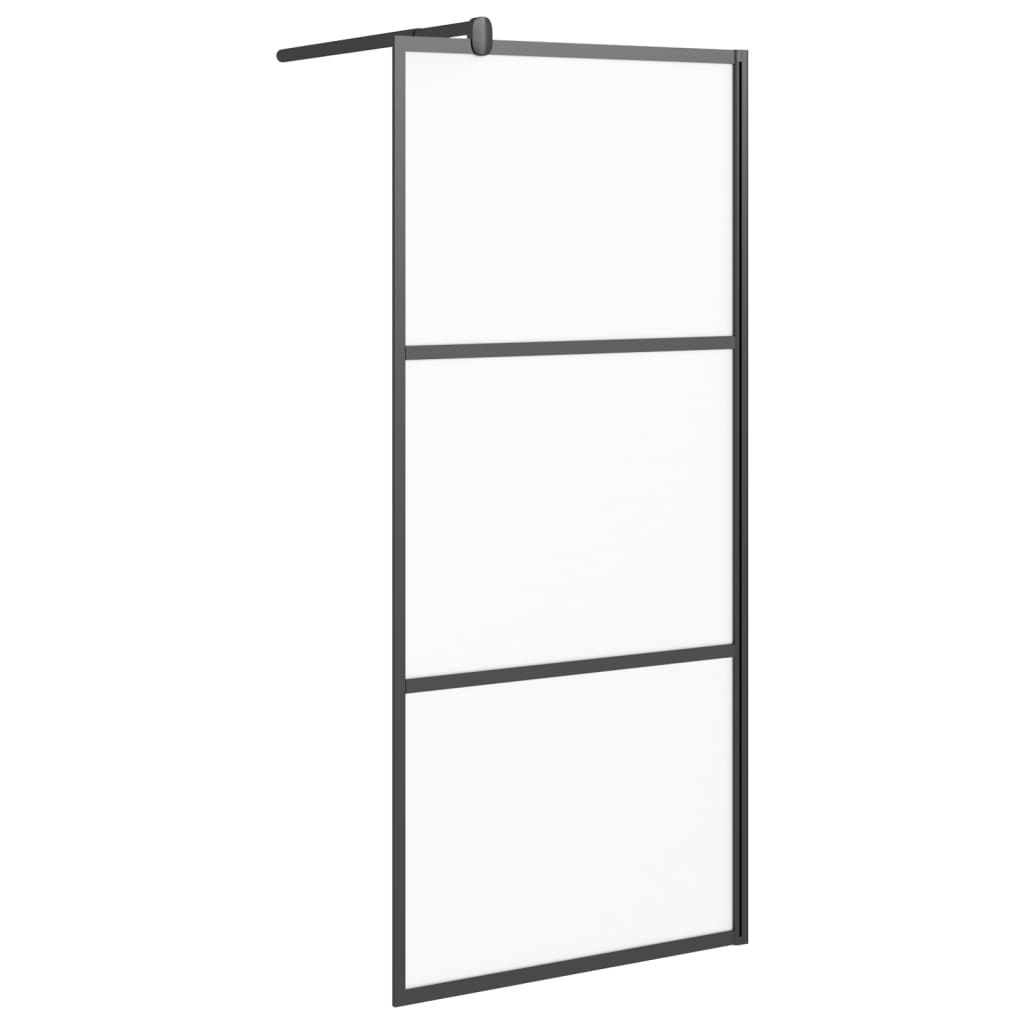 Perete cabină duș walk-in negru 80x195 cm sticlă ESG semi-mată