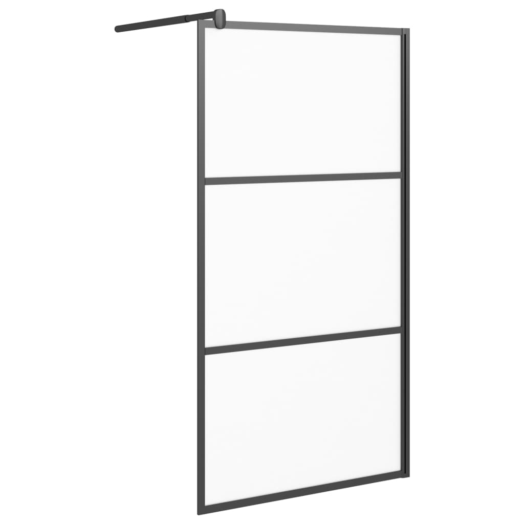 Perete cabină duș walk-in negru 100x195 cm sticlă ESG semi-mată