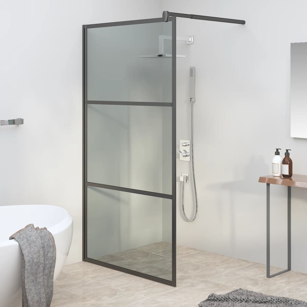 Paravan duș walk-in negru 115x195 cm sticlă ESG culoare închisă