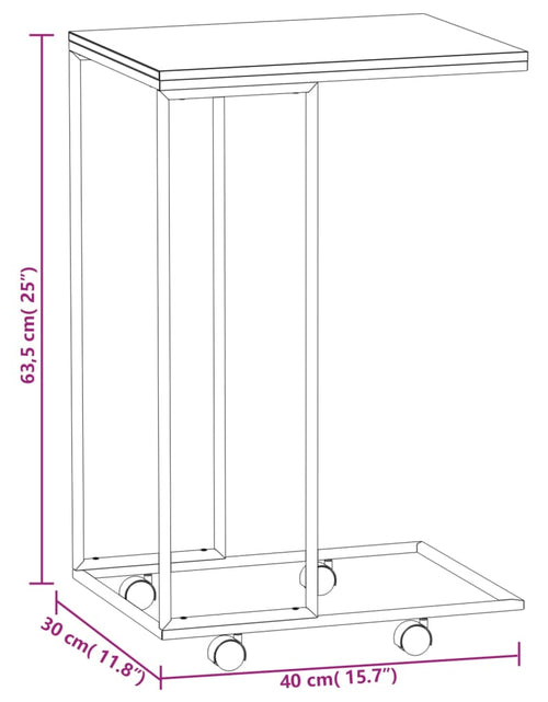 Загрузите изображение в средство просмотра галереи, Măsuță laterală cu roți, negru, 40x30x63,5 cm, lemn prelucrat - Lando
