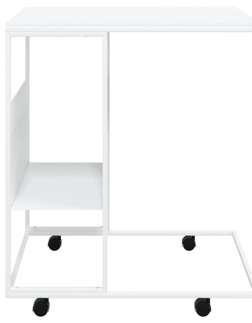 Încărcați imaginea în vizualizatorul Galerie, Măsuță laterală cu roți, alb, 55x36x63,5 cm, lemn prelucrat - Lando
