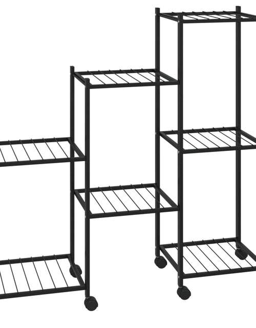 Загрузите изображение в средство просмотра галереи, Suport pentru flori cu roți, 83x25x83,5 cm, negru, fier - Lando
