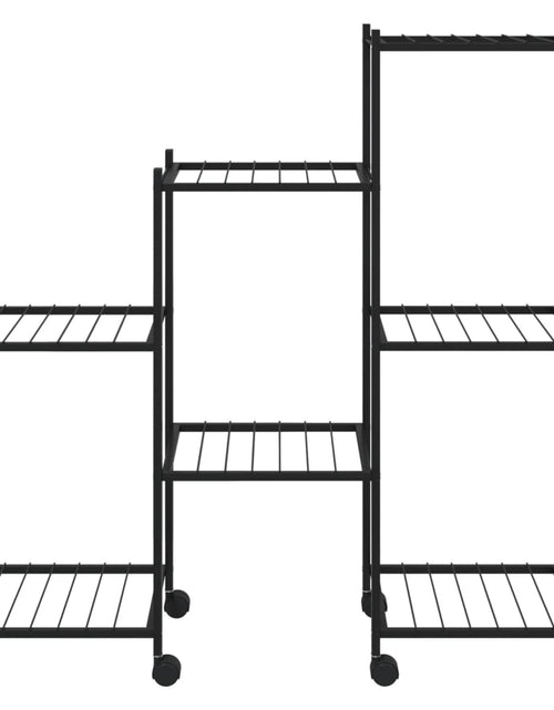 Загрузите изображение в средство просмотра галереи, Suport pentru flori cu roți, 83x25x83,5 cm, negru, fier - Lando
