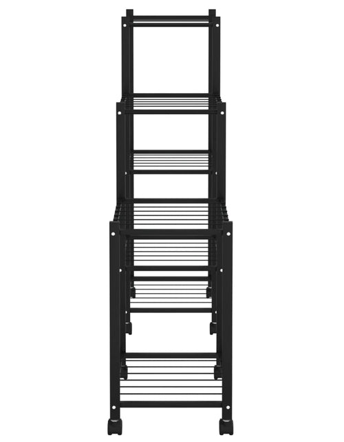 Загрузите изображение в средство просмотра галереи, Suport pentru flori cu roți, 83x25x83,5 cm, negru, fier - Lando
