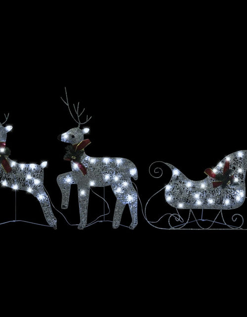 Încărcați imaginea în vizualizatorul Galerie, Decor Crăciun cu reni și sanie, 140 LED-uri, argintiu, exterior
