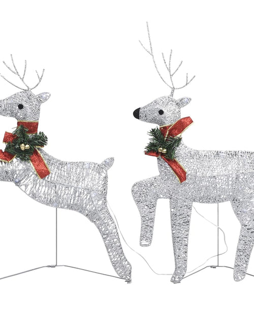 Încărcați imaginea în vizualizatorul Galerie, Decor Crăciun cu reni și sanie, 140 LED-uri, argintiu, exterior
