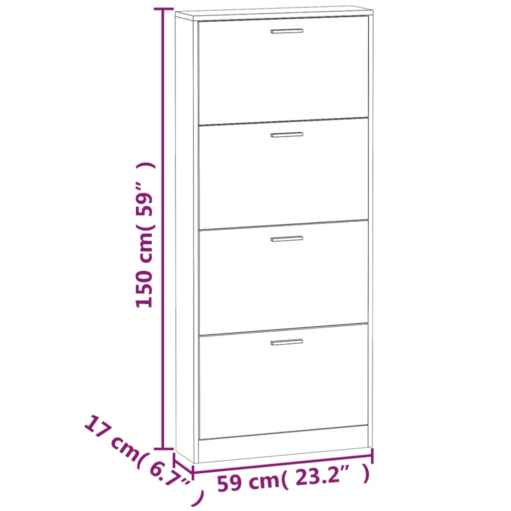 Pantofar, stejar maro, 59x17x150 cm, lemn compozit