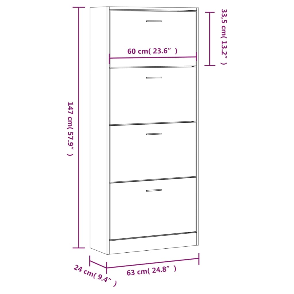 Pantofar, gri beton, 63x24x147 cm, lemn compozit